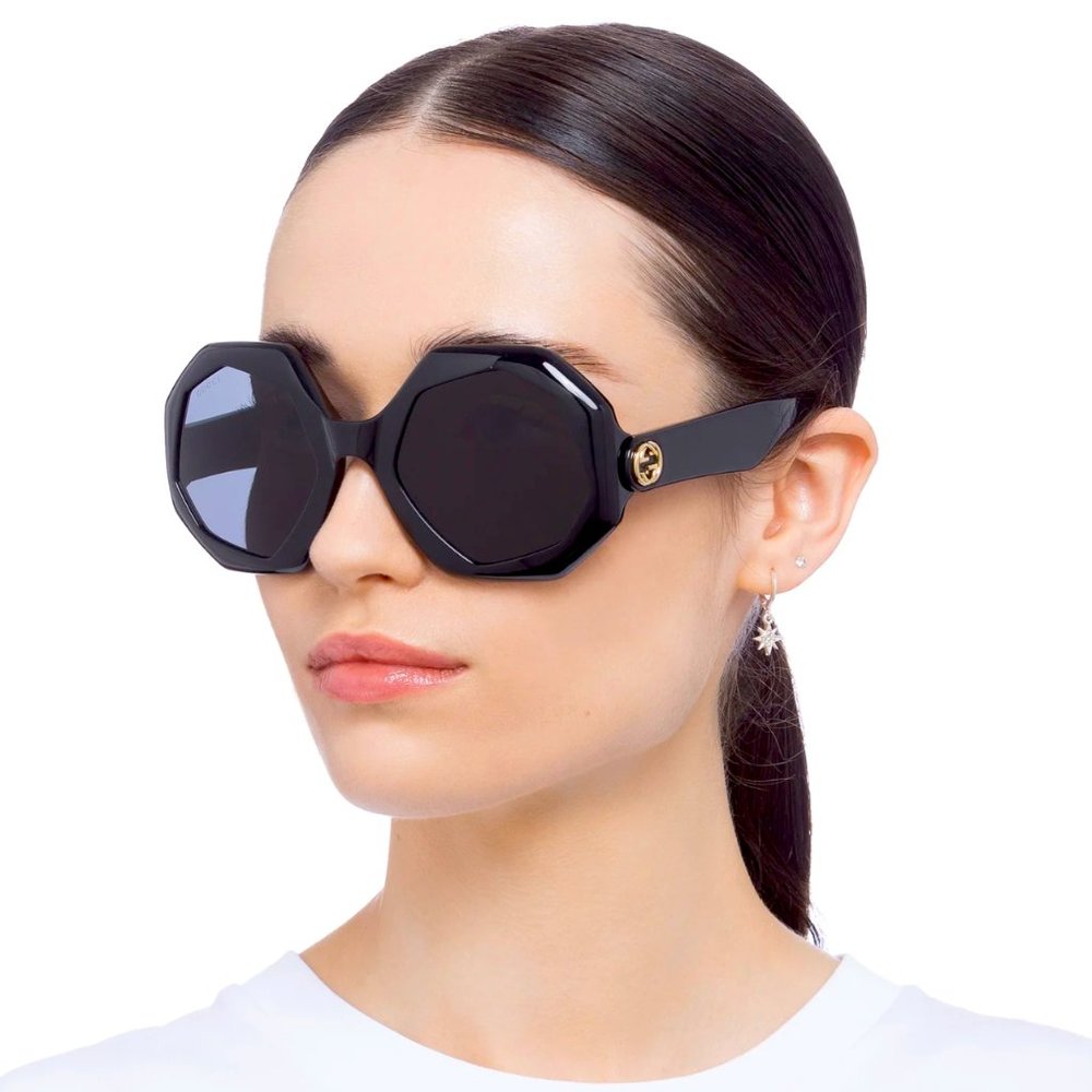 Gucci Black Octagonal Oversized Sunglasses